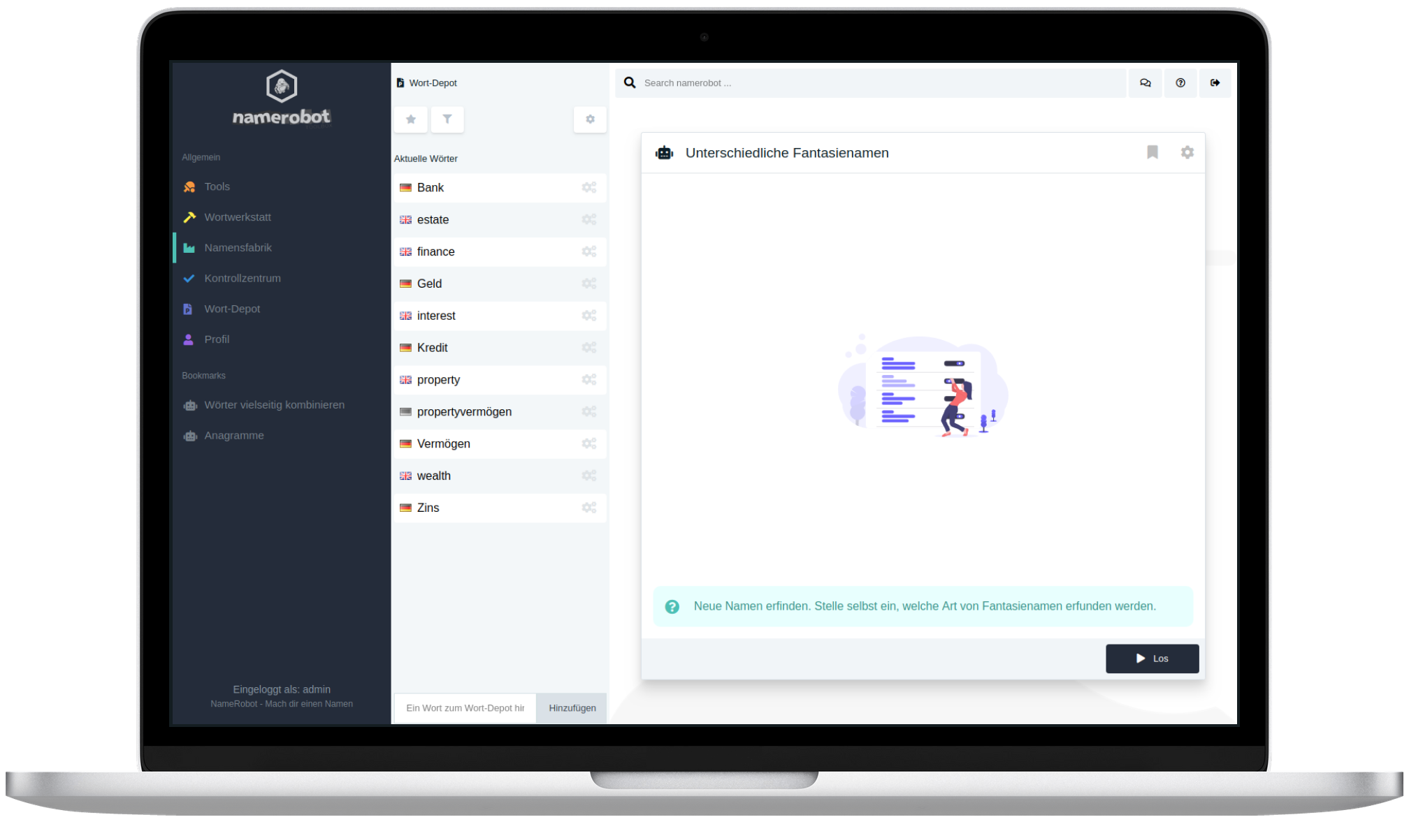 NameRobot - Toolbox in Action Screenshot der NameRobot Toolbox Ansicht